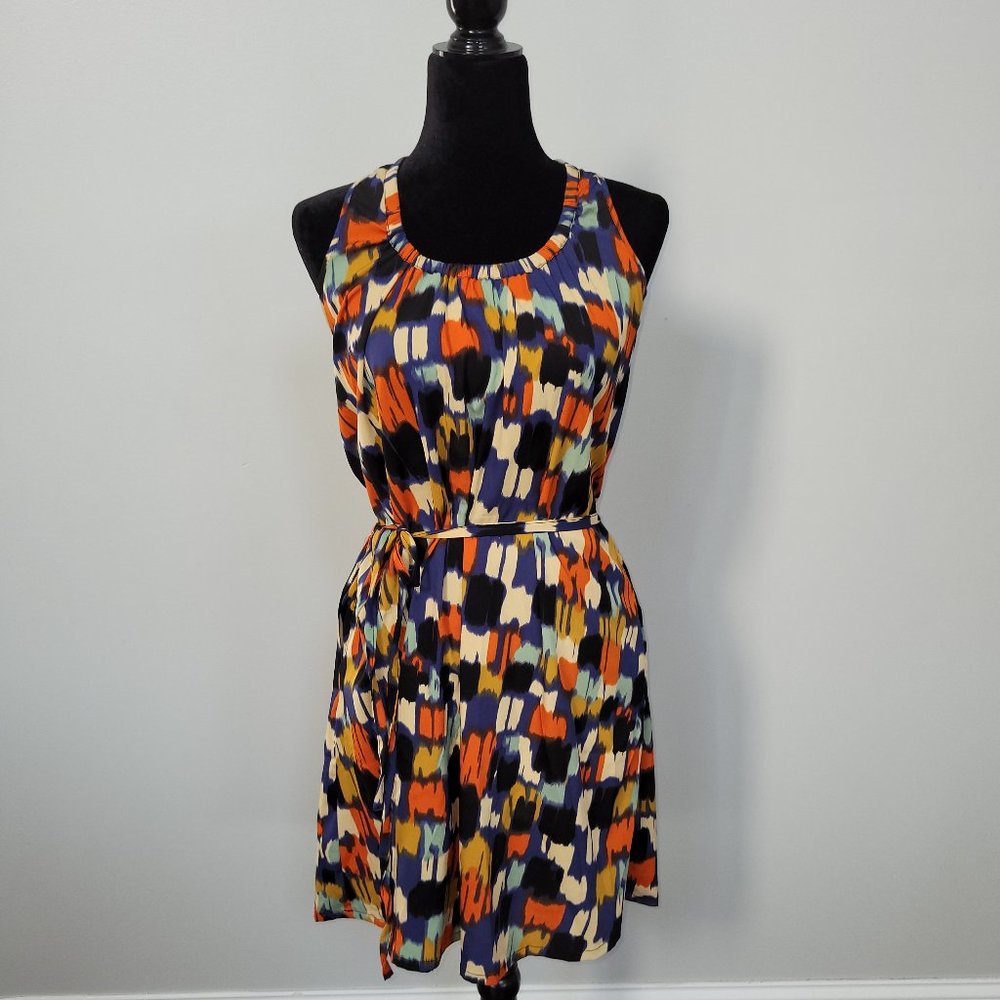 Multicolor Halter Dress with Twist Back M